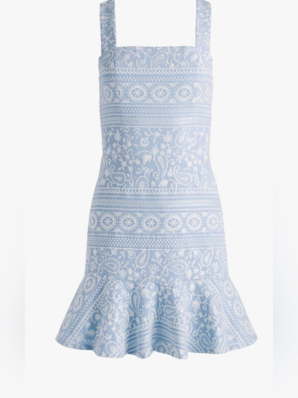 Alice + Olivia Light Blue Embroidered Tank Dress